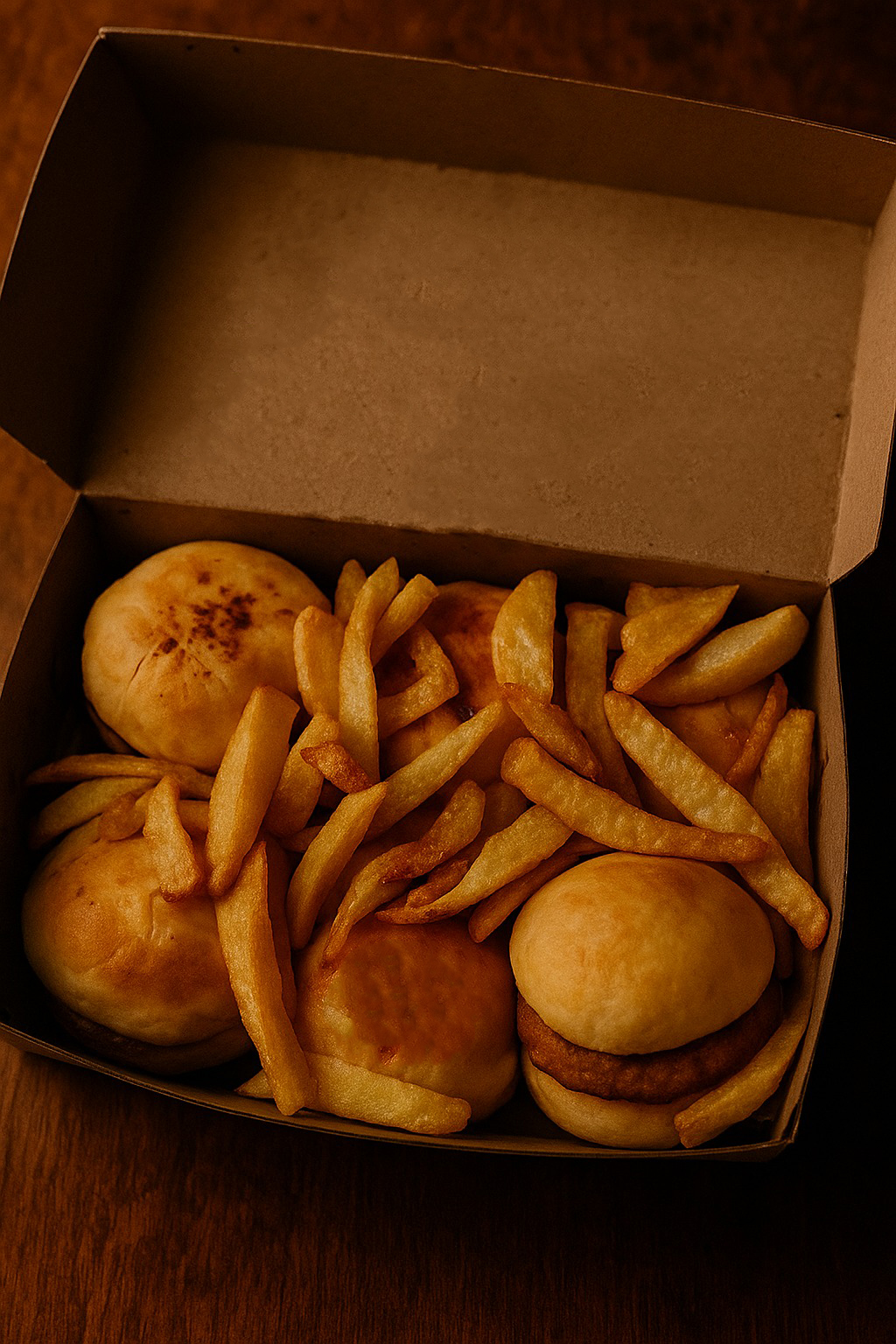 Caja de mini hamburguesas